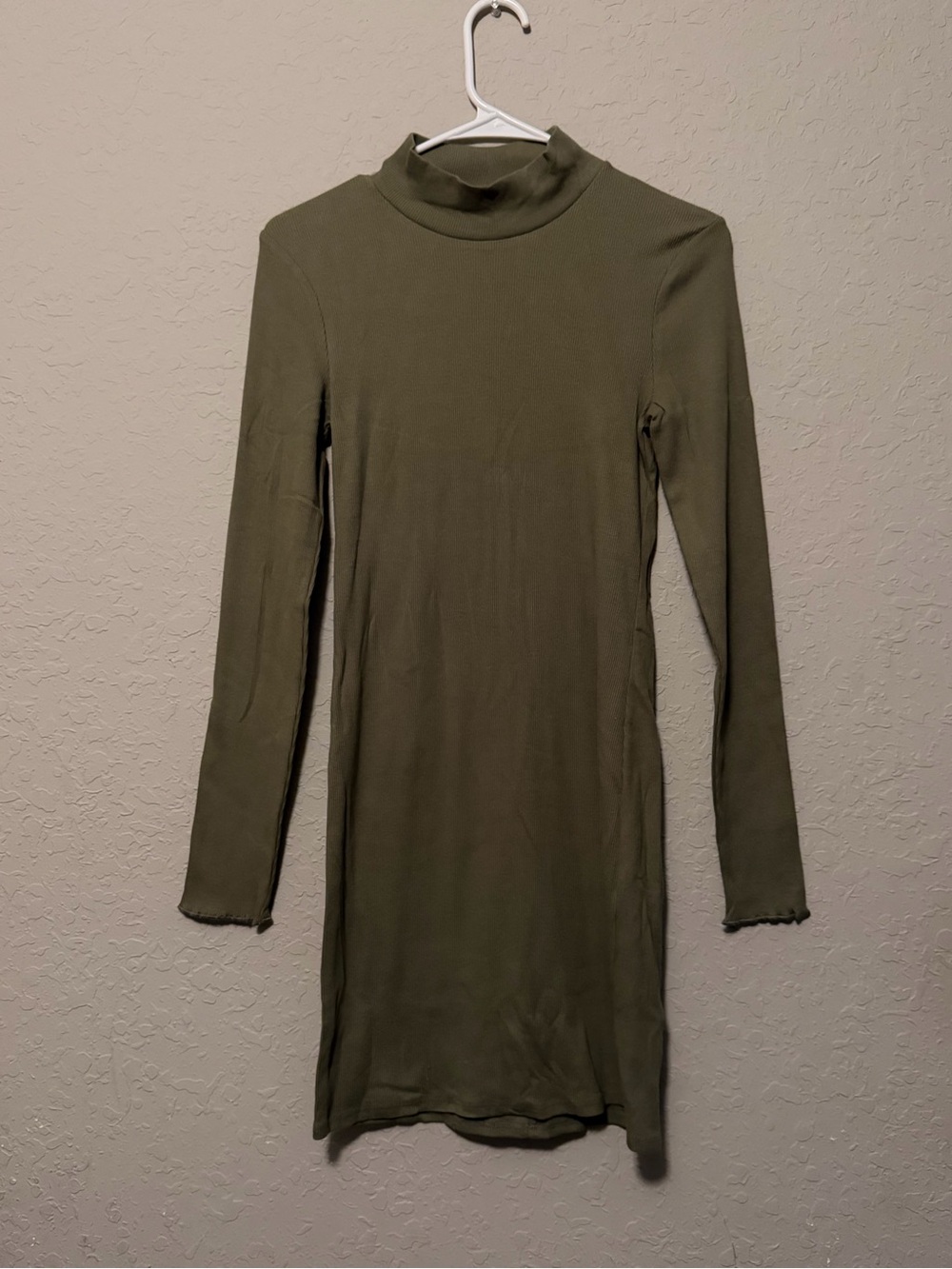 Abercrombie & Fitch Olive High-Neck Long Sleeve Dress